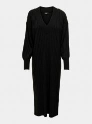 ONLY Carmakoma Sukienka dzianinowa 15306320 Czarny Relaxed Fit. Czarne sukienki Only Carmakoma, bez wzorów, z dzianiny, bez kołnierzyka, bez ramiączek. Za 129.99 zł.