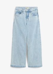 Dżinsy Wide Leg, high waist, cropped. Niebieskie jeansy bonprix, bez wzorów, z jeansu, z podwyższonym stanem, krótkie. Za 59.99 zł.