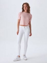 LTB Dżinsy "Molly M" - Slim fit - w kolorze białym rozmiar: W26/L32. Białe jeansy LTB, l, z aplikacjami, z podwyższonym stanem. Za 158.47 zł.