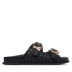 Klapki Patrizia Pepe. Czarne klapki Patrizia Pepe, bez wzorów, bez obcasa, bez zapięcia. Za 579.99 zł.