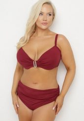Czerwone Bikini Biustonosz z Marszczeniem i Majtki Figi ze Ściągaczami Kinevia. Czerwone bikini Born2be, bez wzorów. Za 119.99 zł.