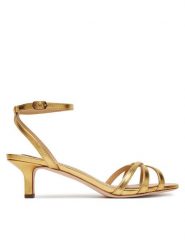 LAUREN RALPH LAUREN Sandały Kendyl 802P10398001 Złoty. Żółte sandały Lauren Ralph Lauren, bez wzorów, ze skóry, bez obcasa, na płaskiej podeszwie, bez zapięcia. Za 728.99 zł.