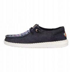 HEYDUDE Damskie Mokasyny Wendy Funk Crafted Tweed. Białe mokasyny Hey dude, bez wzorów, z materiału. Za 249.00 zł.