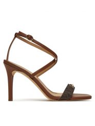 MICHAEL Michael Kors Sandały Lena 40S5LEHS1B Brązowy. Brązowe sandały MICHAEL Michael Kors, bez wzorów, ze lnu, bez obcasa, na szpilce, bez zapięcia. Za 569.99 zł.
