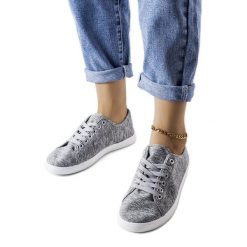 Szare materiałowe tenisówki Razan. Szare trampki bez wzorów, z materiału, bez zapięcia. Za 68.60 zł.