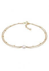 Elli Damska bransoletka na kostkę warstwowa kulki z perłą z muszli w srebrze próby 925 Sterling Silver pozłacana Bransoletki na nogę 1 ct Damski. Szare bransoletki Elli, z perłą, pozłacane. Za 248.99 zł.