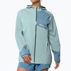 Kurtka do biegania damska Mizuno Waterproof 20K ER. Niebieskie kurtki do biegania Mizuno, bez wzorów, bez kaptura, do biegania. Za 429.99 zł.