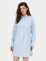 Tommy Jeans Sukienka koszulowa DW0DW20334 Niebieski Regular Fit. Niebieskie sukienki Tommy Jeans, m, bez wzorów, z bawełny, bez kołnierzyka, bez ramiączek, koszulowe. Za 259.99 zł.