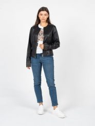 Liu Jo Kurtka | WF2434 E0392 | Kobieta | Czarny. Czarne kurtki Liu Jo, bez wzorów, ze skóry ekologicznej, eleganckie, bez kaptura. W wyprzedaży za 499.00 zł.