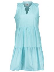 Blue Seven Sukienka w kolorze turkusowym rozmiar: 40. Niebieskie sukienki Blue Seven, na co dzień, bez wzorów, z bawełny, bez kołnierzyka, bez ramiączek, midi, proste. Za 61.60 zł.