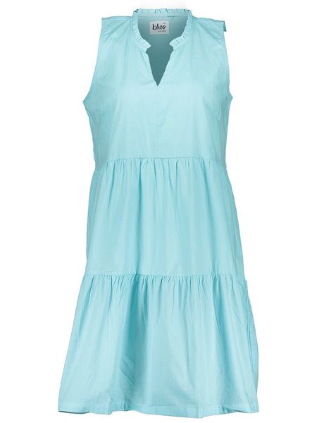 Blue Seven Sukienka w kolorze turkusowym rozmiar: 40. Niebieskie sukienki Blue Seven, na co dzień, bez wzorów, z bawełny, bez kołnierzyka, bez ramiączek, midi, proste. Za 61.60 zł.