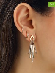 Miu Silver Pozłacane kolczyki (3 szt.) z cyrkoniami rozmiar: onesize. Szare kolczyki Miu Silver, z cyrkonią, pozłacane. Za 74.46 zł.