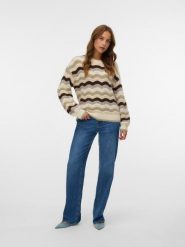 Vero Moda Sweter w kolorze beżowo-brązowym rozmiar: XS. Brązowe swetry Vero Moda, s, bez wzorów, z materiału, bez ramiączek. Za 113.99 zł.