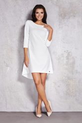 Elegancka sukienka rozkloszowana asymetryczna o kroju dzwonka ecru. Sukienki Infinite You, na co dzień, bez wzorów, eleganckie, z asymetrycznym kołnierzem, bez ramiączek, asymetryczne. Za 79.00 zł.