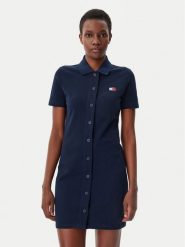 Tommy Jeans Sukienka codzienna Badge DW0DW20302 Granatowy Regular Fit. Niebieskie sukienki Tommy Jeans, na co dzień, xxs, bez wzorów, z bawełny, bez kołnierzyka, bez ramiączek, koszulowe. Za 219.99 zł.