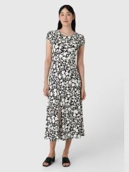 Les Lunes Sukienka "Sienna" w kolorze biało-czarnym rozmiar: XS. Białe sukienki Les Lunes, xs, bez wzorów, bez kołnierzyka, bez ramiączek, midi, rozkloszowane. Za 252.99 zł.