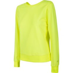 Bluza damska V-neck BLD703 - żółty neon. Żółte bluzy 4f, bez wzorów, z dzianiny, bez ramiączek, bez kaptura. Za 99.99 zł.