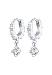 Elli Damskie kreole soliter zawieszka Minimal z kryształami ze srebra próby 925 Sterling Silver Kolczyki koła 1 ct. Szare kolczyki Elli, z cyrkonią, srebrne. Za 293.99 zł.