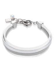 COEUR DE LION Skórzana bransoletka w kolorze srebrno-białym rozmiar: onesize. Białe bransoletki COEUR DE LION, ze stali. Za 176.91 zł.