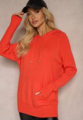 Pomarańczowy Sweter z Wiskozą i Kaszmirem oraz z Kapturem Nerolin. Brązowe swetry Renee, bez wzorów, z jeansu, casualowe, bez ramiączek. Za 139.99 zł.