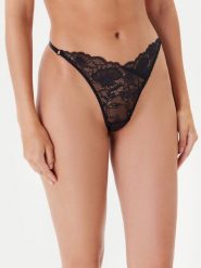 Hunkemöller Stringi Stormi 301619 Czarny. Czarne stringi Hunkemöller, bez wzorów, z syntetyku. Za 39.99 zł.