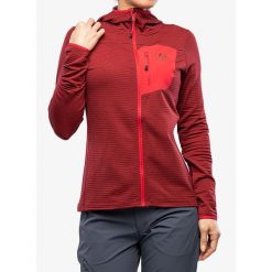 Bluza wspinaczkowa damska Mountain Equipment Lumiko Hooded Jacket. Czerwone bluzy MOUNTAIN EQUIPMENT, xs, bez wzorów, bez ramiączek, bez kaptura. Za 314.99 zł.