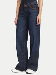 Guess Jeans Jeansy W6BA0Y D1793 Granatowy Wide Leg. Niebieskie jeansy Guess Jeans, z aplikacjami, z bawełny. Za 439.99 zł.