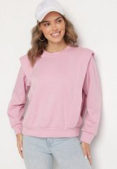 Różowa Bluza z Wiskozą z Podkreśloną Linią Ramion Alithra. Czerwone bluzy Born2be, z aplikacjami, z jeansu, bez kaptura. W wyprzedaży za 72.24 zł.