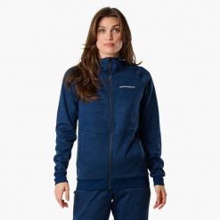 Bluza treningowa damska Swedemount Training Logo Zip Hood II szybkoschnąca. Niebieskie bluzy SWEDEMOUNT, bez wzorów, sportowe, bez ramiączek, bez kaptura. Za 224.99 zł.