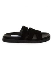 Steve Madden Skórzane klapki w kolorze czarnym rozmiar: 36. Czarne klapki Steve Madden, bez wzorów, ze skóry, klasyczne, z otwartym noskiem, bez obcasa, bez zapięcia. Za 224.52 zł.