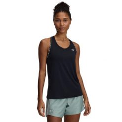 Damski tank top Under Armour Tech Knockout. Czarne topy Under Armour, bez wzorów, sportowe, bez kołnierzyka, bez ramiączek. W wyprzedaży za 140.85 zł.
