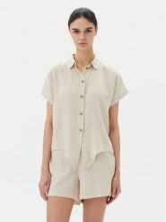 Vero Moda Koszula Thea 10333794 Beżowy Loose Fit. Brązowe koszule Vero Moda, m, bez wzorów, ze lnu, bez kołnierzyka, bez ramiączek. Za 129.99 zł.
