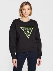 Guess Bluza Ane W3RQ04 K9Z21 Czarny Regular Fit. Czarne bluzy Guess, xs, z aplikacjami, z bawełny, bez kaptura. Za 199.99 zł.