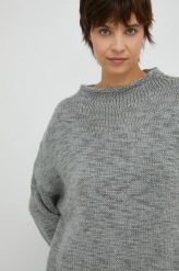 United Colors of Benetton sweter z domieszką wełny damski kolor szary ciepły. Szare swetry United Colors Of Benetton, s, bez wzorów, z wełny, bez ramiączek. W wyprzedaży za 189.99 zł.