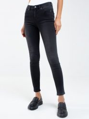 Jeansy damskie skinny z przetarciami czarne Adela 961. Czarne jeansy BIG STAR, bez wzorów, z denimu, retro. W wyprzedaży za 199.99 zł.