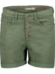 Geographical Norway Bermudy "Pisak" w kolorze khaki rozmiar: L. Brązowe szorty Geographical Norway, z aplikacjami, ze skóry. Za 83.81 zł.