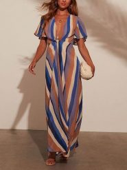 LA Angels Sukienka w kolorze niebiesko-karmelowym rozmiar: L. Brązowe sukienki LA Angels, na imprezę, l, bez wzorów, z wiskozy, bez kołnierzyka, bez ramiączek, maxi. Za 175.26 zł.