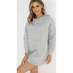 Jasnoszara Bluza z Kapturem Dagdere. Szare bluzy Born2be, na jesień, m, bez wzorów, z dzianiny, casualowe, bez ramiączek, z kapturem. W wyprzedaży za 111.99 zł.