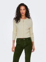 ONLY Kardigan w kolorze kremowym rozmiar: XL. Brązowe swetry ONLY, xl, bez wzorów, prążkowane, bez ramiączek. Za 61.31 zł.