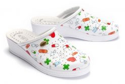 SANITAL FLEX 707/24 fantasia, klapki profilaktyczne damskie. Klapki Sanital-Flex, bez wzorów, ze skóry, bez obcasa, bez zapięcia. Za 114.90 zł.