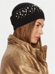 Guess Czapka 4BGZ00 5786Z Czarny. Czarne czapki zimowe Guess, z aplikacjami, z materiału. Za 239.99 zł.
