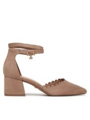 DeeZee Czółenka DF-82574-4 Beżowy. Brązowe czółenka DeeZee, bez wzorów, z materiału, bez obcasa, bez zapięcia. Za 139.99 zł.