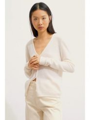 AUTHENTIC CASHMERE Kaszmirowy kardigan "Chalais" w kolorze kremowym rozmiar: XXL. Brązowe swetry AUTHENTIC CASHMERE, xxl, bez wzorów, z kaszmiru, bez ramiączek. Za 362.85 zł.