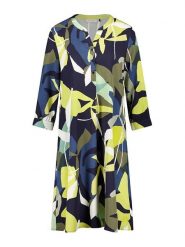 Gerry Weber Sukienka w kolorze żółto-granatowo-oliwkowym rozmiar: 40. Brązowe sukienki Gerry Weber, bez wzorów, bez kołnierzyka, bez ramiączek, midi. Za 200.60 zł.