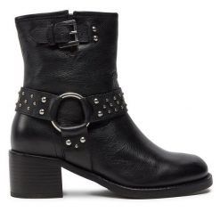 Botki Bronx. Czarne botki Bronx, bez wzorów, bez obcasa, na słupku, bez zapięcia. Za 519.99 zł.