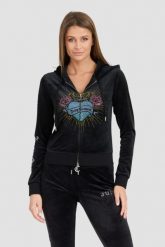 JUICY COUTURE Czarna damska bluza Sacred Heart Robertson Hoodie. Czarne bluzy Juicy Couture, s, bez wzorów, z elastanu, eleganckie, bez ramiączek. W wyprzedaży za 440.99 zł.