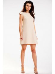 Awama Sukienka w kolorze beżowym rozmiar: XL. Brązowe sukienki Awama, xl, bez wzorów, bez kołnierzyka, bez ramiączek, mini. Za 109.99 zł.