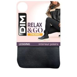 Damskie legginsy termalne z polaru DIM Relax&Go. Czarne legginsy DIM, bez wzorów, z materiału, eleganckie. Za 129.50 zł.