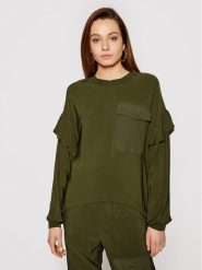 TWINSET Bluzka 211TT2163 Zielony Regular Fit. Zielone bluzki Twinset, bez wzorów, z wiskozy, bez kołnierzyka, bez ramiączek. Za 769.99 zł.