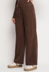 Brązowe Szerokie Spodnie z Wysokim Stanem Wiązane Sznurkiem Cosetta. Brązowe jeansy Born2be, m, bez wzorów, z jeansu, eleganckie, z podwyższonym stanem. W wyprzedaży za 38.24 zł.